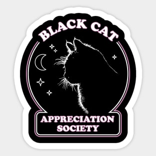 Black Cat Appreciation Society - Retro Witch Halloween Costume Sticker